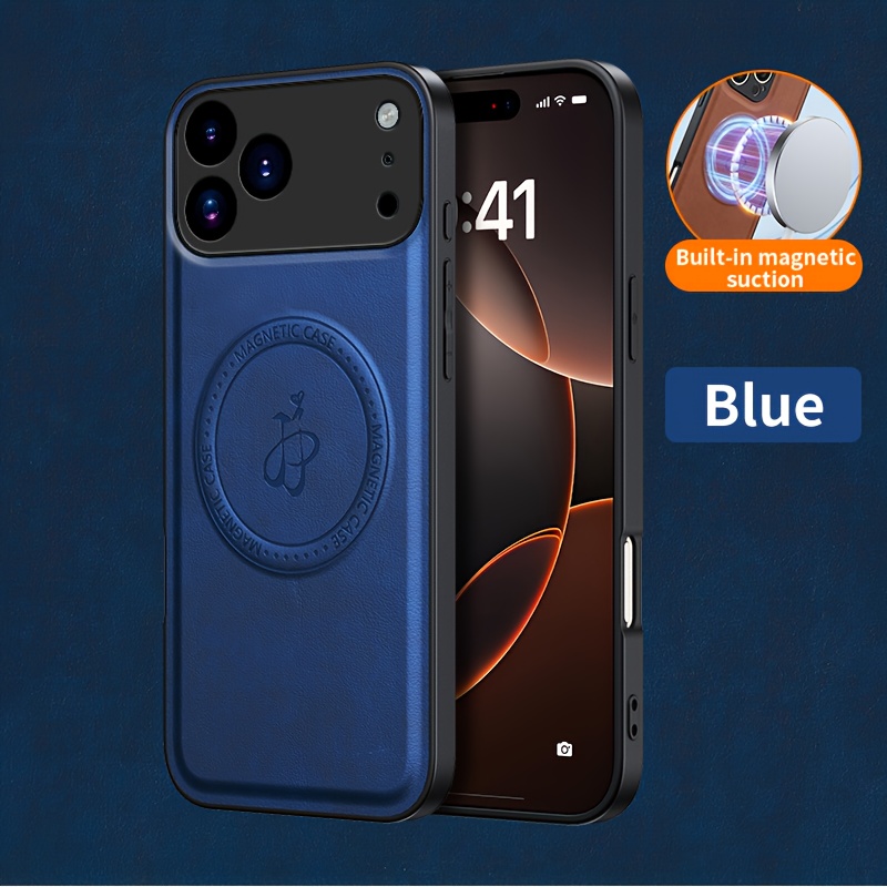 TEMU Phone Case: Stylish Magnetic Phone Case With Strong Magnetic Suction, Compatible With Iphone 17 Pro Max/17 Pro/17 Air/17, Synthetic Leather,