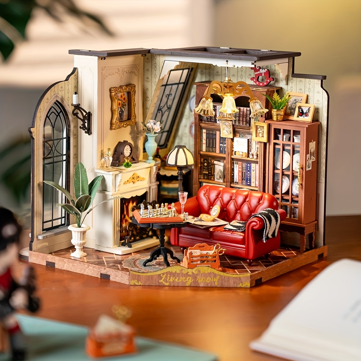 TEMU Rolife Miniature Living Room 3d Wooden Puzzle Kit For, Diy Dollhouse Diorama Model Building Set, Creative Craft Hobby Gift For & Hobbyists ('s