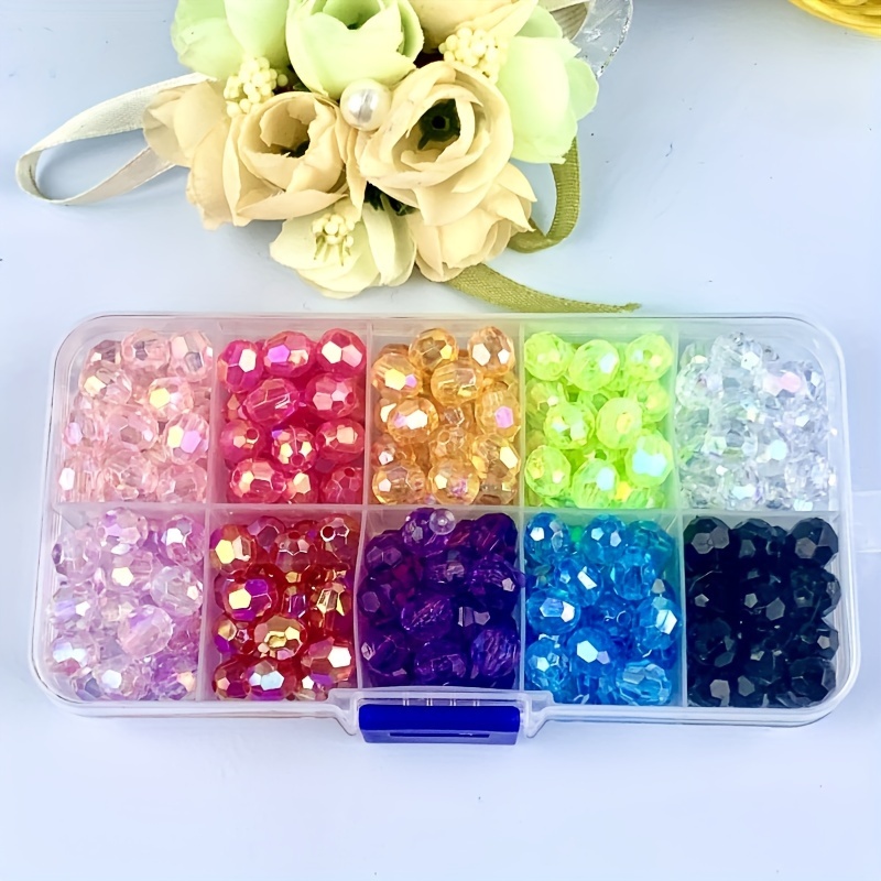 

300pcs Boxed 8mm Ab Illusion Crystal Faceted Round Loose Beads For Jewelry Making Diy Fashion Special Bracelet Necklace Handmade Beaded Craft Supplies
