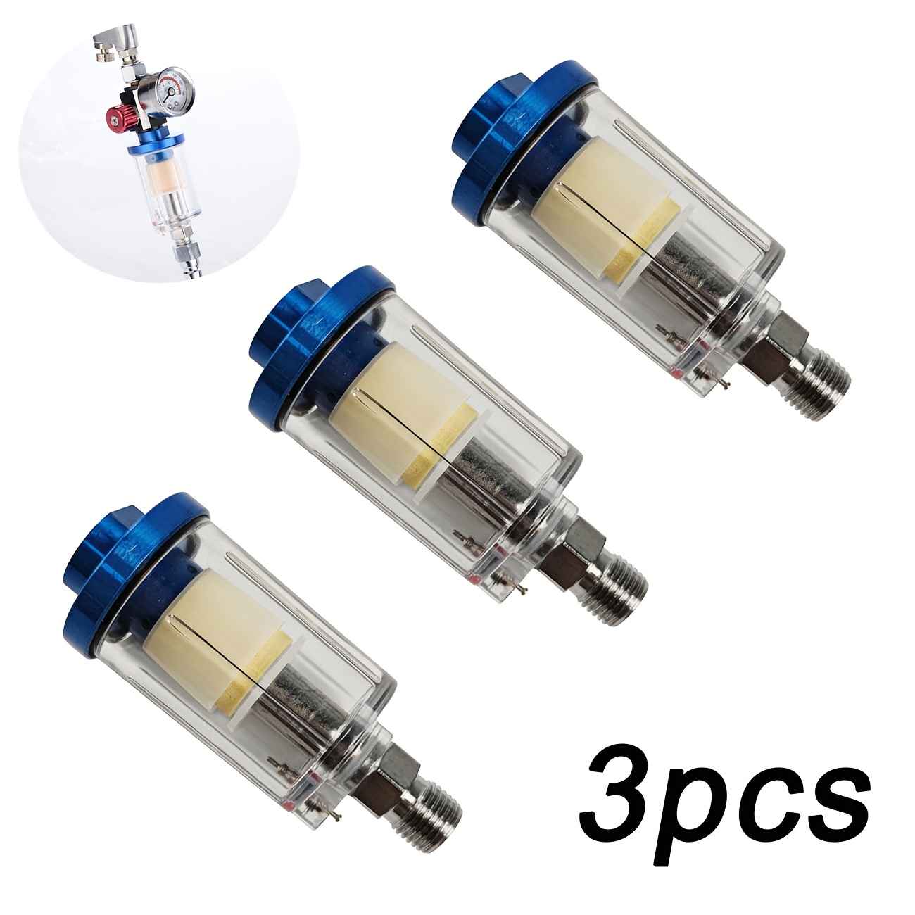 TEMU 3pcs Of Water And Oil /4 Inch Npt Standard Threaded Transparent Air Compressor Spray Gun Pneumatic Tool
