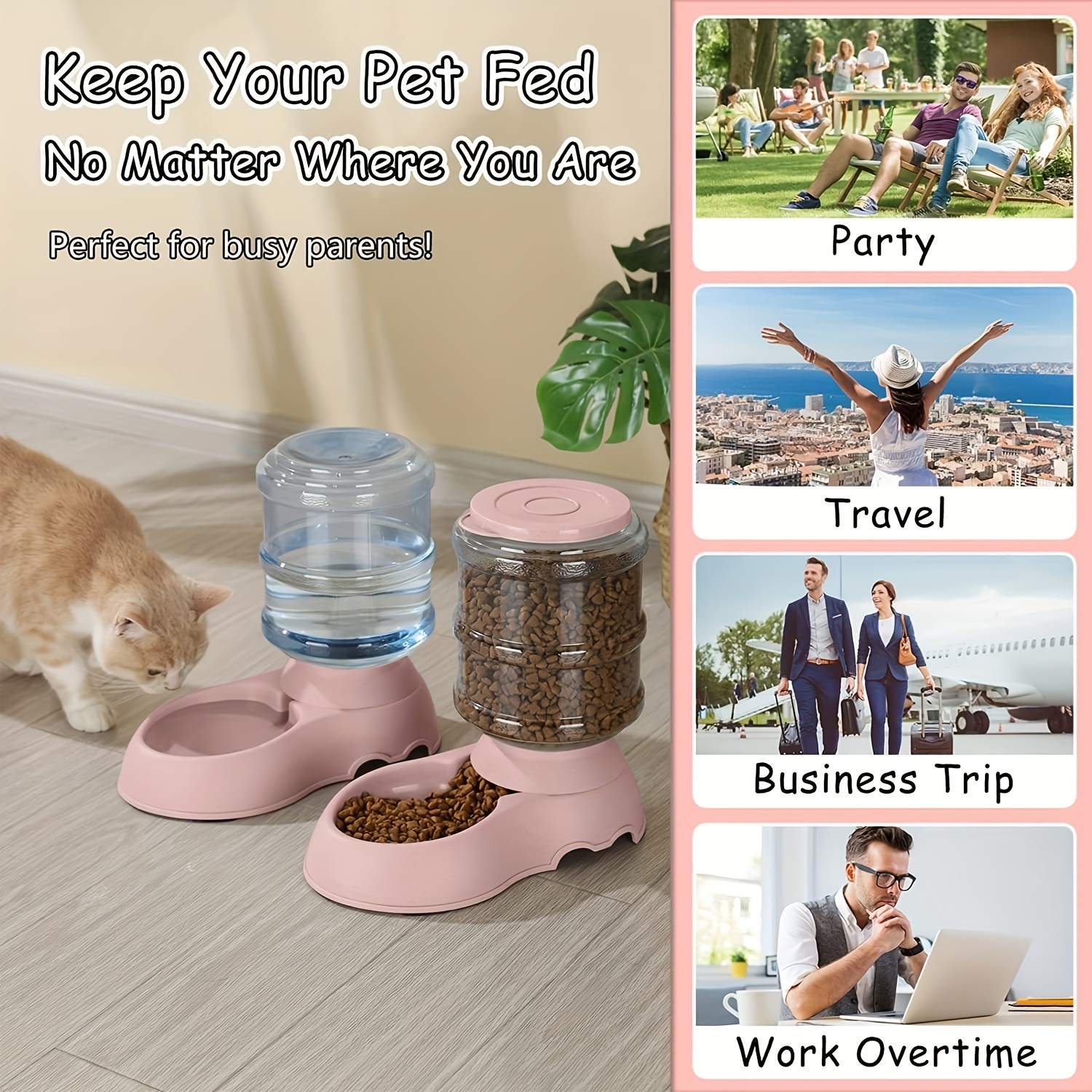 3.8L Extra Large Capacity Automatic Pet Feeder and Water Dispenser - Suitable for Small & Medium Pets, Gravity-Fed Dog Station, Durable PP Material, Without Battery, Dog Water Dispenser | Stylish Auto Dispenser | Durable Pp Material, Dog Waterer