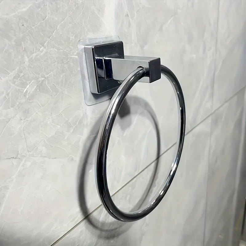 TEMU 1pc Mouthpiece-free Towel Ring, Bathroom Towel Holder, Wall-mounted Towel Holder, Hand Towel Rack, Bathroom Supplies