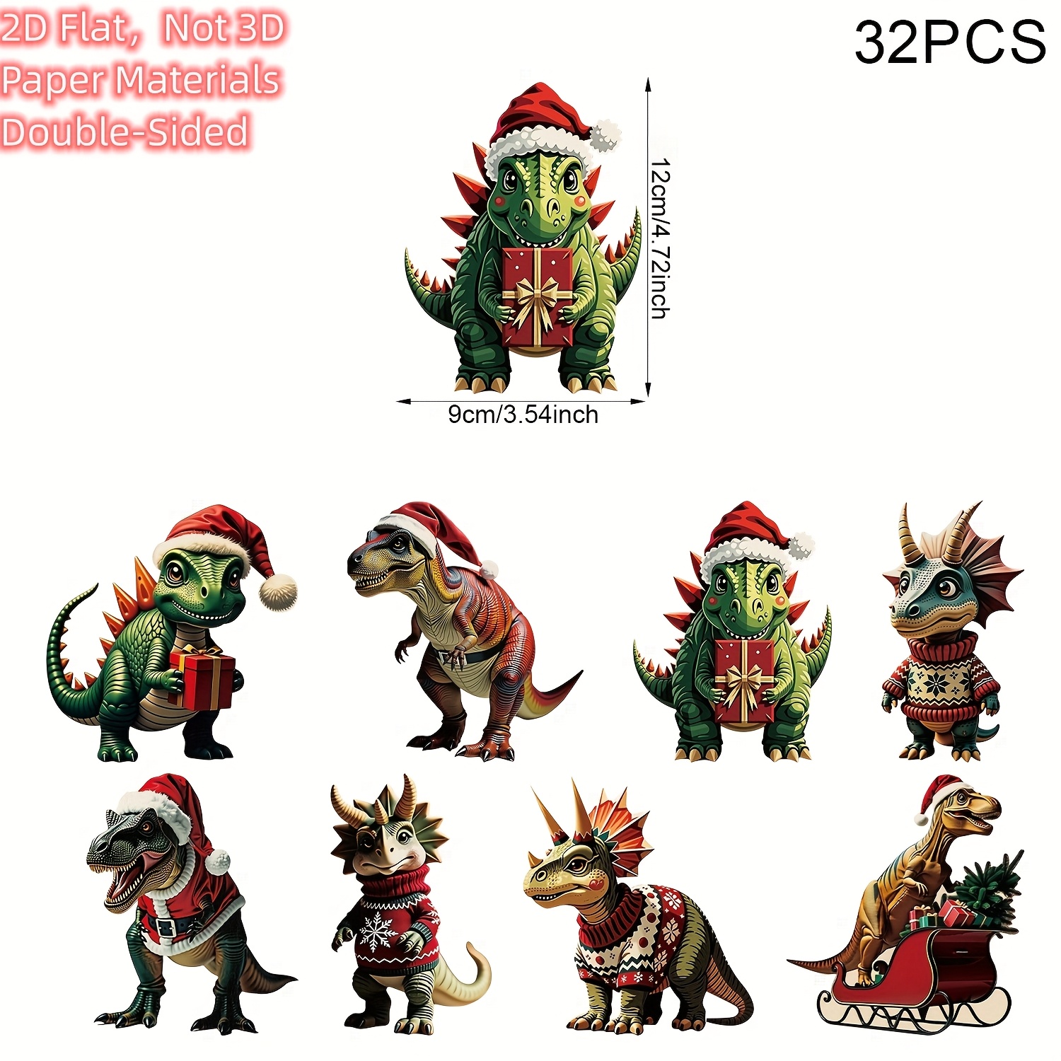 TEMU Decorazioni Natalizie per Albero di Natale a Forma di 2D Piatte, 16/32pcs - Regalo Natalizio - Decorazione Appesa per Feste di Natale e Camera,
