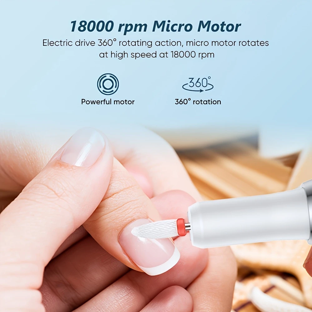 convenient and rechargeable cordless electric 3 level adjustment with drill and sanding belt manicure and pedicure kit for grinding polishing trimming acrylic gel nails details 2