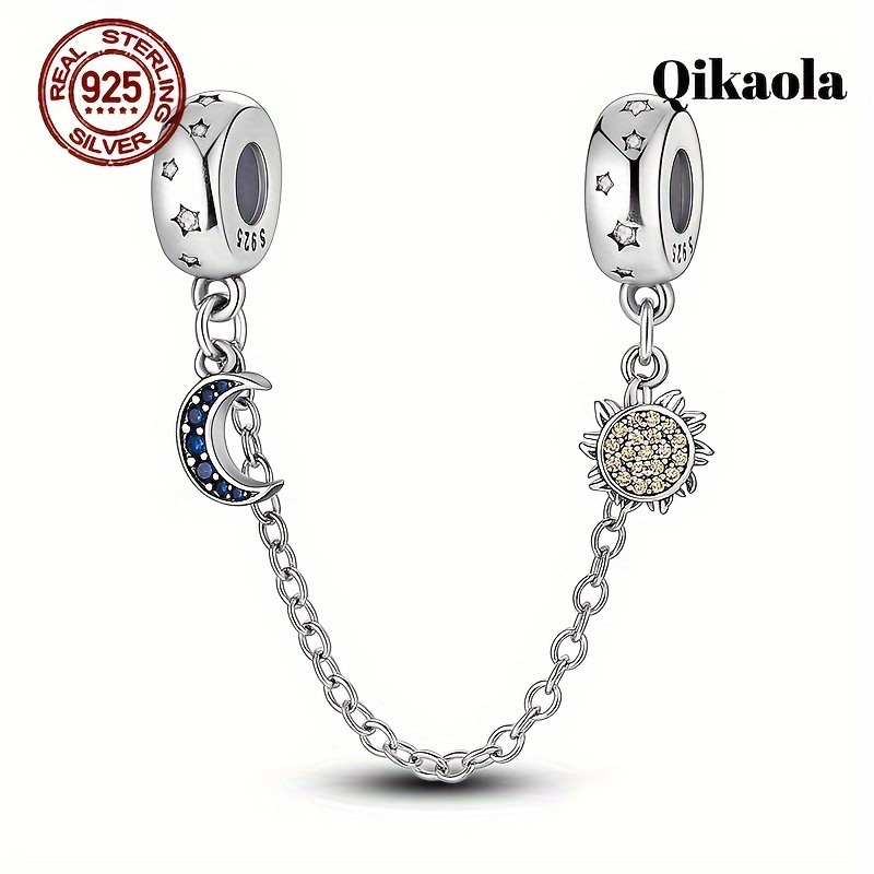 

S925 Sterling Silver Star Moon Safety Chain Bead Women's Fashion Hanger Suitable For Pandora Original Bracelet Diy Women's Jewelry Birthday Engagement Gift 2024 New Silver Weight 3g