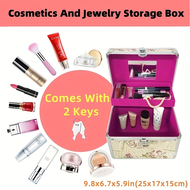 

Jeeaki Multifunctional Aluminum Cosmetic And Jewelry Storage Box , Organizer 2 , Pu For Makeup, Accessories, - Christmas & Halloween Suitable