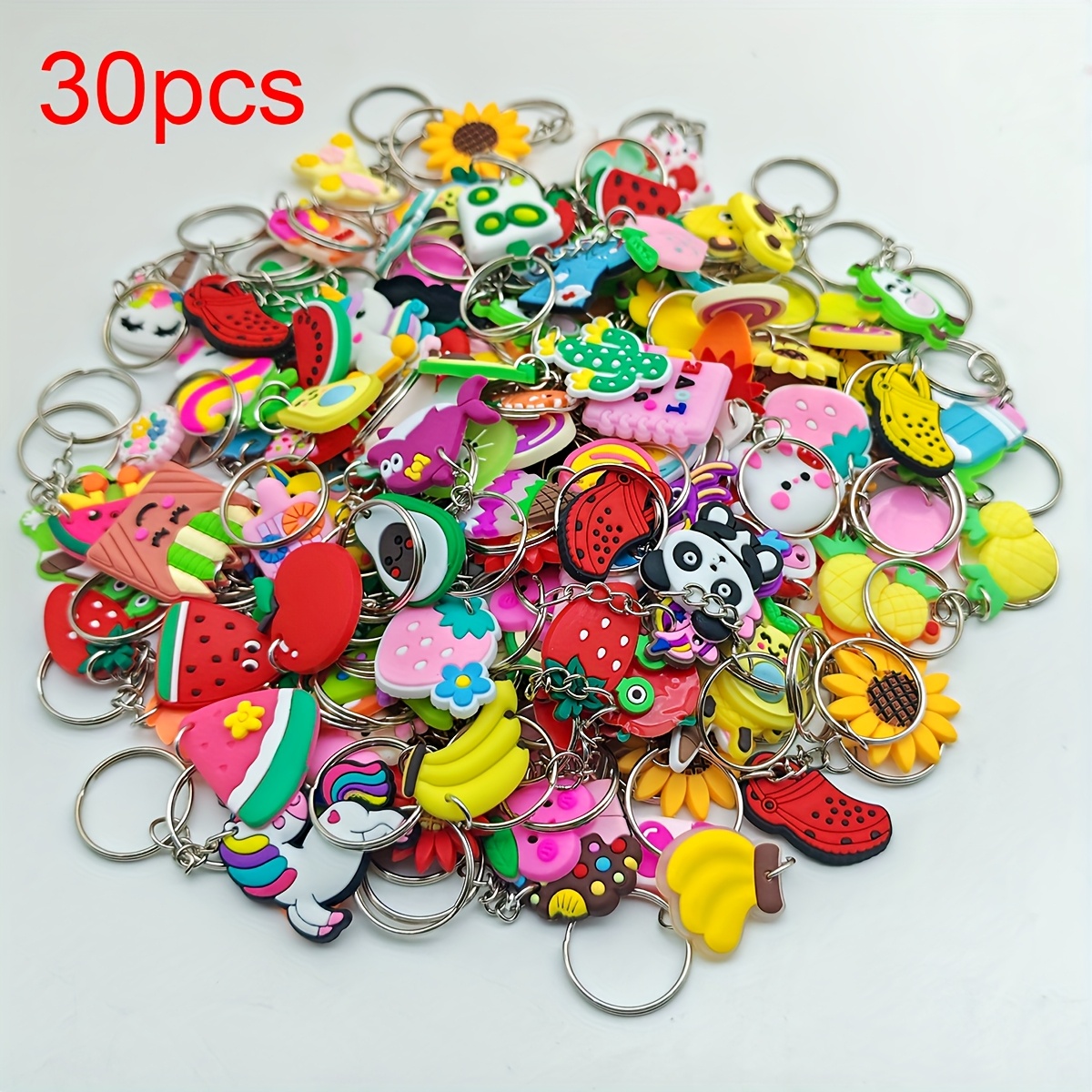 TEMU 30 Random Cute Cartoon Keychains For Back-to-, Suitable For Party Gifts, Holiday Supplies, Bags, Decorations, Small Pendants