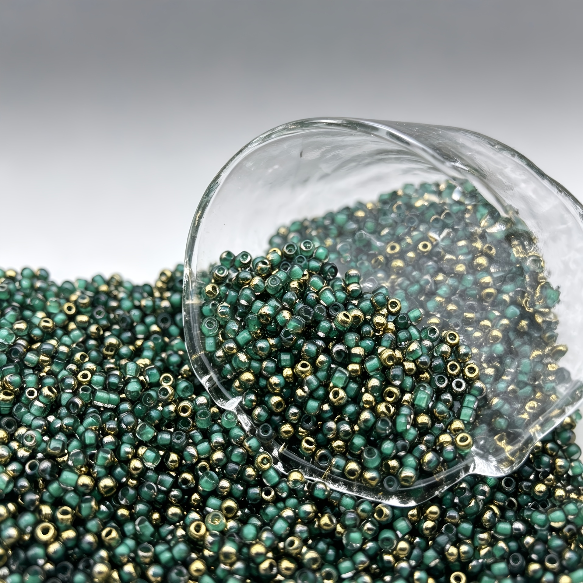 380pcs Half-Golden Artificial Jade Beads, Round Spacer Beads