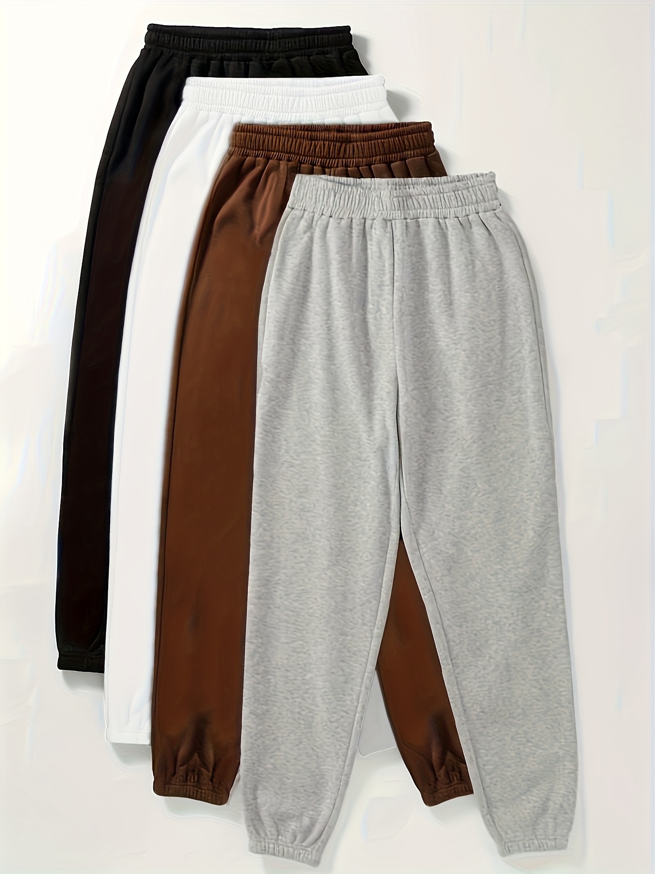 Solid Elastic Waist Pants Versatile Simple Comfy Sweatpants - Temu