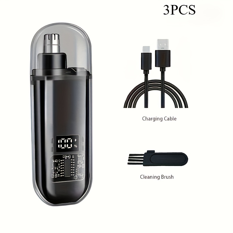 1pc recortadora de vello nasal y auricular con pantalla LED, adecuada para hombres y mujeres, sin dolor e inalámbrica USB rechargeable; cortapelos profesional doble filo - ()