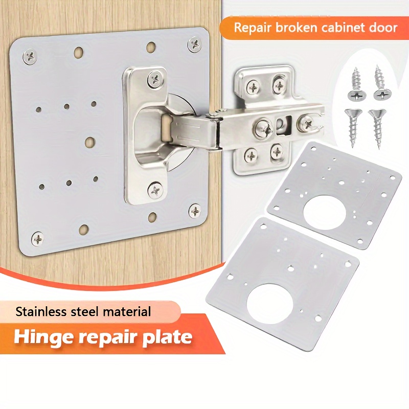 

2/10pcs Stainless Steel Hinge Repair Plate, For Broken Loose Hinge Repair Use