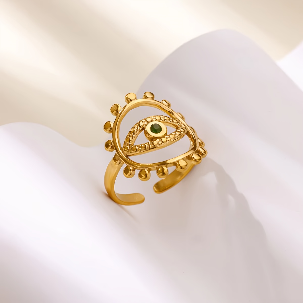 anillo ojo mujer en acero inoxidable 304 bañado en oro 18k Temu