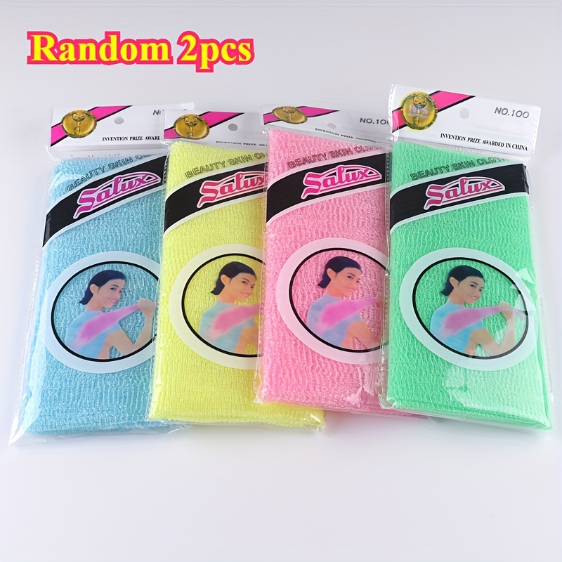 TEMU [Serviette de bain] 2/4pcs Sac de douche jetable ! Serviette de bain, gant de douche, longue serviette de douche en nylon, serviette de bain et