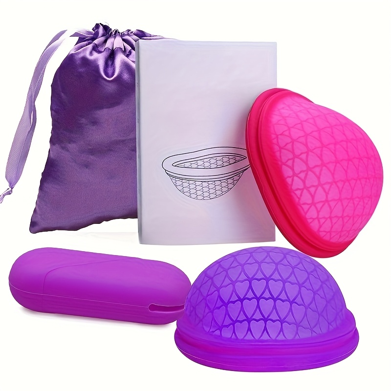 1pc womens silicone menstrual cup leak proof soft comfortable reusable sanitary pad tampon replacement with pink drawstring bag for   high     discreet travel   discreet travel accessory flexible discreet cover durable discreet cover 4
