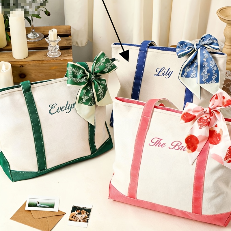 TEMU Sac à main personnalisé, Sac à main personnalisé à anses en ruban, Sac , Cabas personnalisé pour femme, personnalisable, Convient pour , les