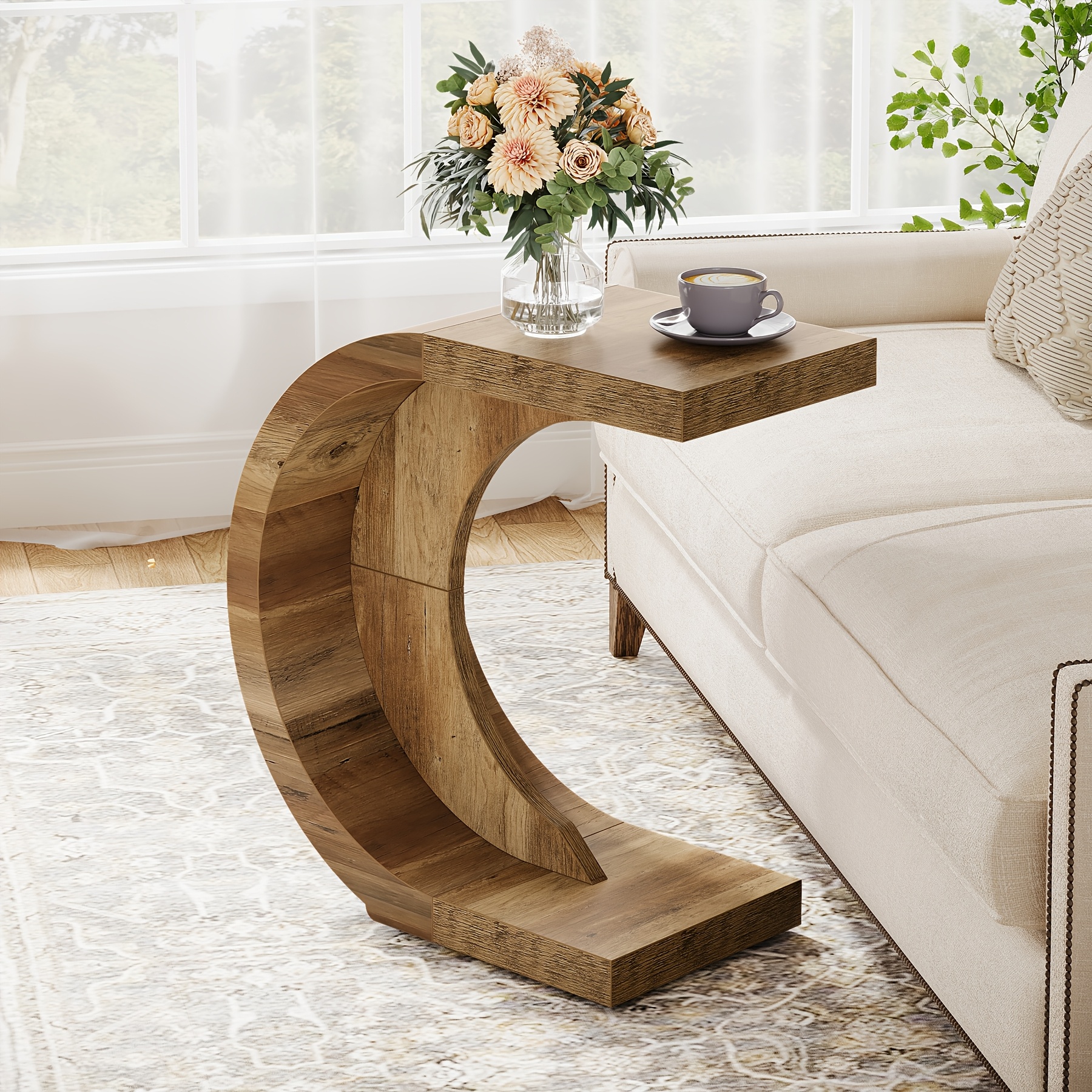 TEMU End Table, Side Table For Couch Sofa Living Room Bedroom Small Space, Rustic Brown