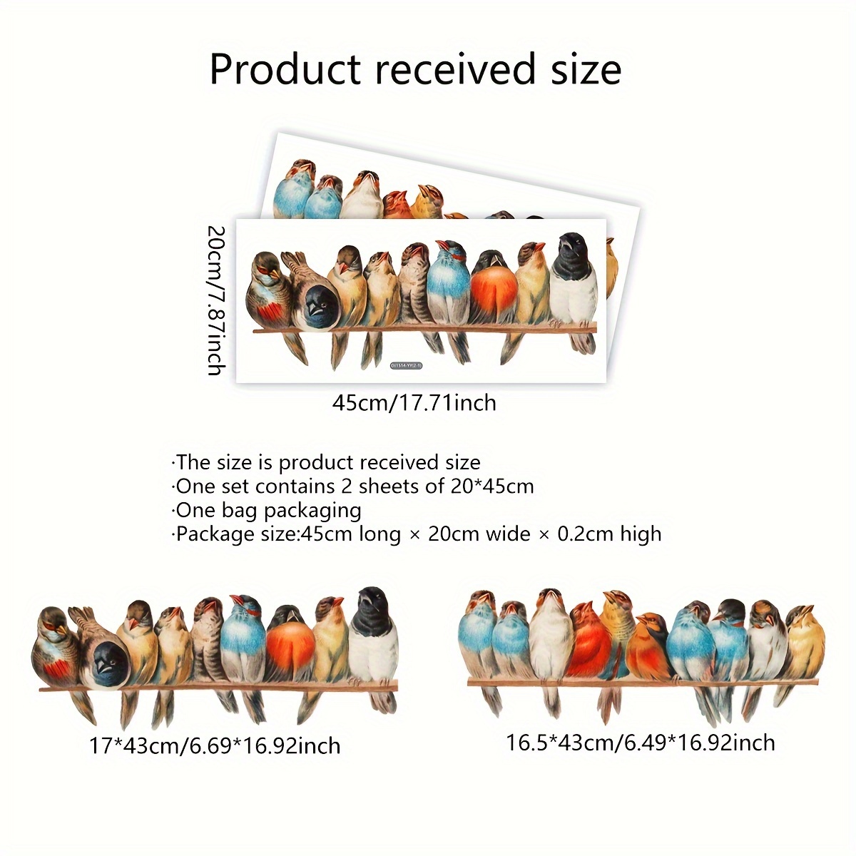 A Set Of 2 Sheets (20*45cm*2pcs) Multiple Electrostatic Glass Stickers Double-sided Printing