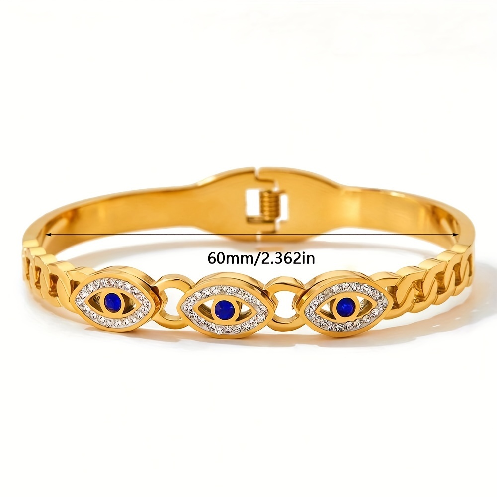Stainless Steel Evil Eye Pattern Bangle Cuff