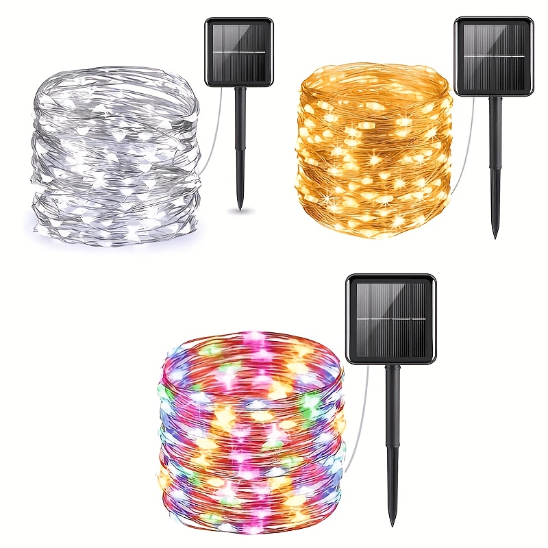TEMU 1 String Of 50/100/200/300 Led Solar Outdoor String Lights, Copper Wire Fairy Lights With 8 , Solar Garden Smart Lights For Parties, Weddings,