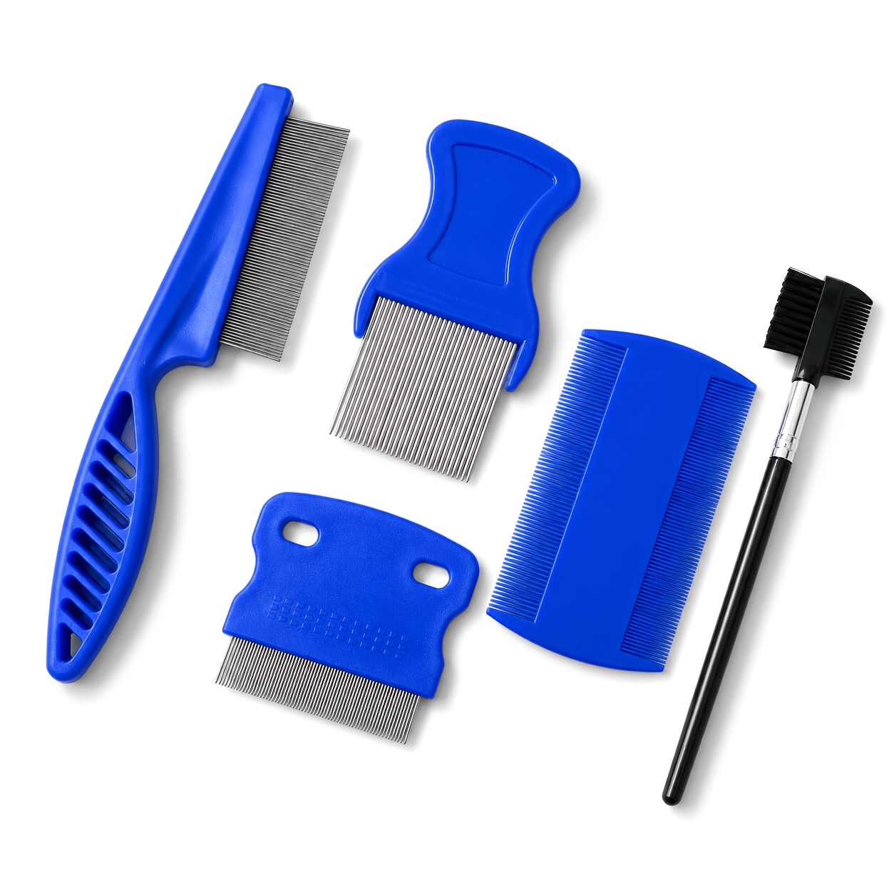TEMU Pet Flea Comb Grooming Set For Dogs And Cats, Fine Tooth Stainless Steel Comb Kit With Double-sided Comb And Cleaning Brush For Tear Stains, And
