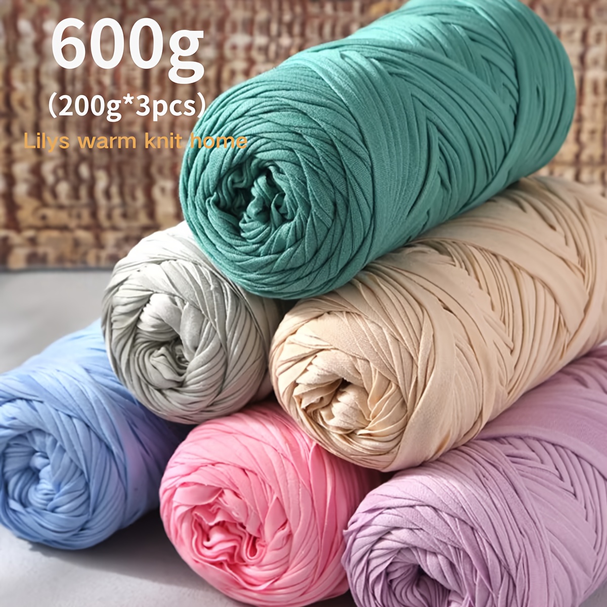 item picture 3  t shirt yarn 600g 21 16  stretchy polyester craft yarn in pastel blue green pink ideal for diy knitting crochet projects home decor weaving more knitting accessories craft supplies knitting essentials decorative yarn vibrant yarn lliys warm knit