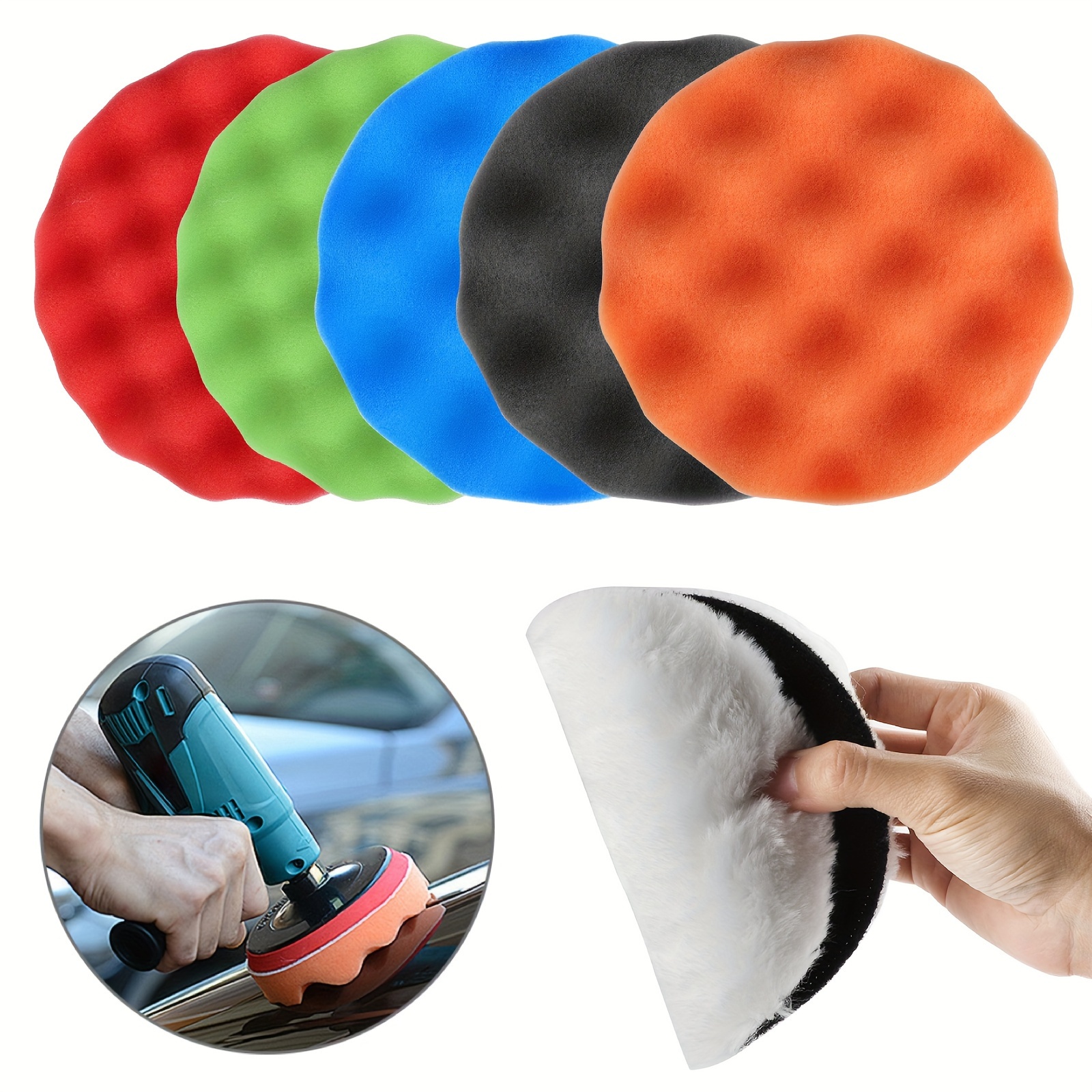 

6pcs/set 6 Car Buffing Polishing For Kit Waxing Foam Polisher Cleaning