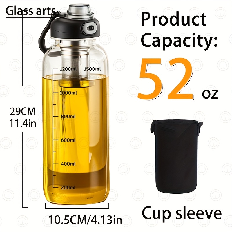 E-shop Glass Arts 35/52 Unzen Großvolumige Tee-Einlaufbecher mit Auslaufsicherem Deckel & Edelstahlfilter - Verdickter Hitzebeständiger Becher mit ,