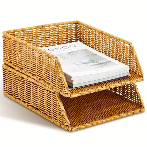 Document Baskets Risers Storage Baskets For Shelves 6-Pack Black A4 Paper Organizer Trays ...