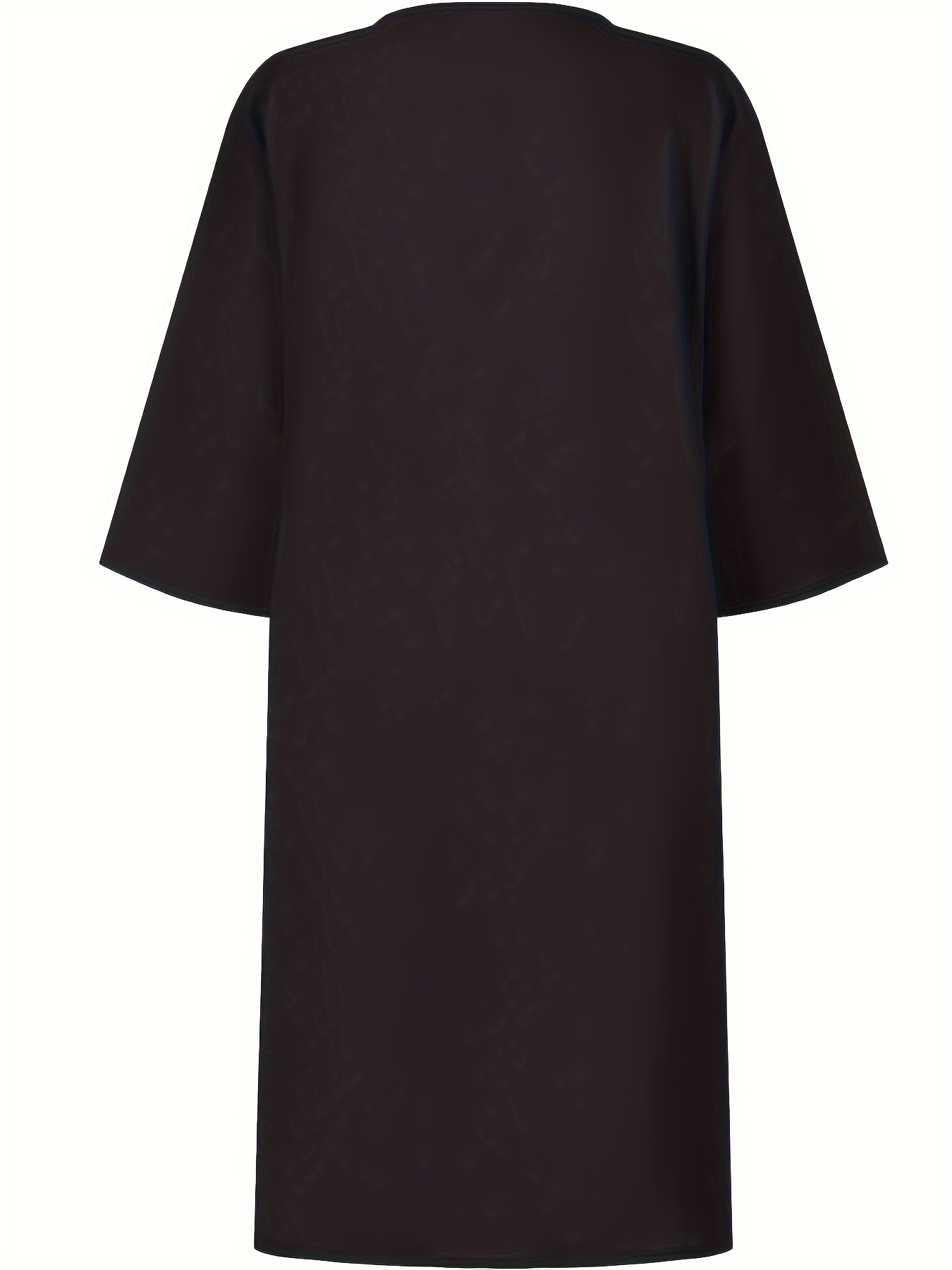womens black v neck half sleeve casual loose shift dress