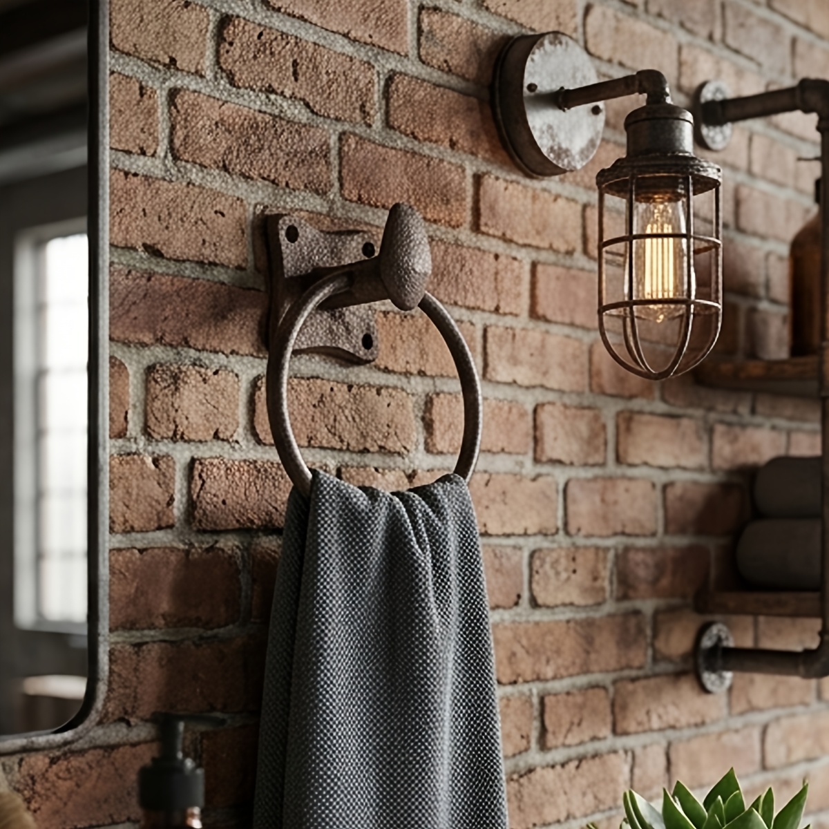TEMU Retro Heavy Rustic European Style Wall-mounted Cast Iron Round Ring Towel Rack - 1pc Cast Railway Nail Rack, Suitable For Garden Courtyard