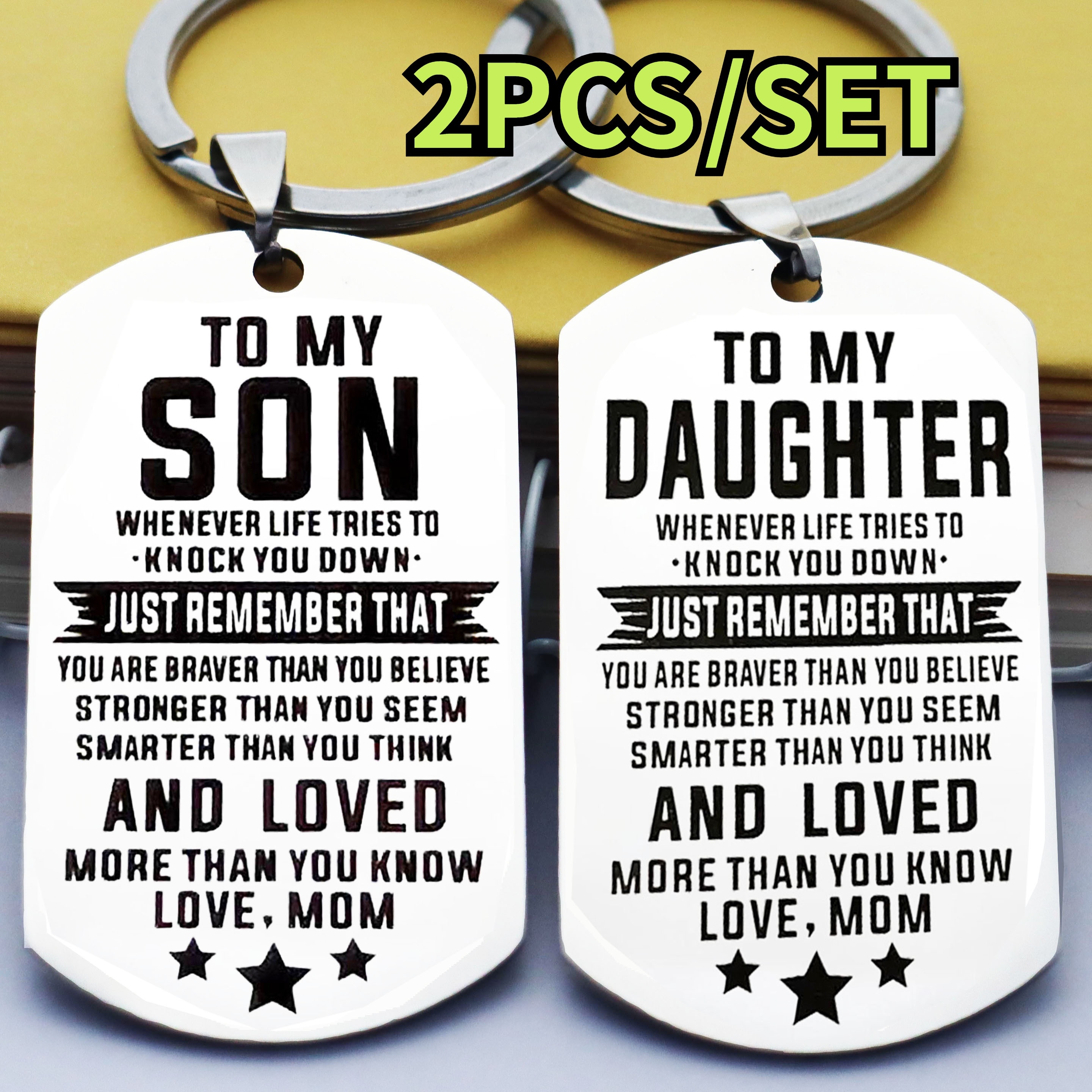 

A Set Son Keychain Dad Mom Pendant Steel Bag Keyring Bag Purse Accessories