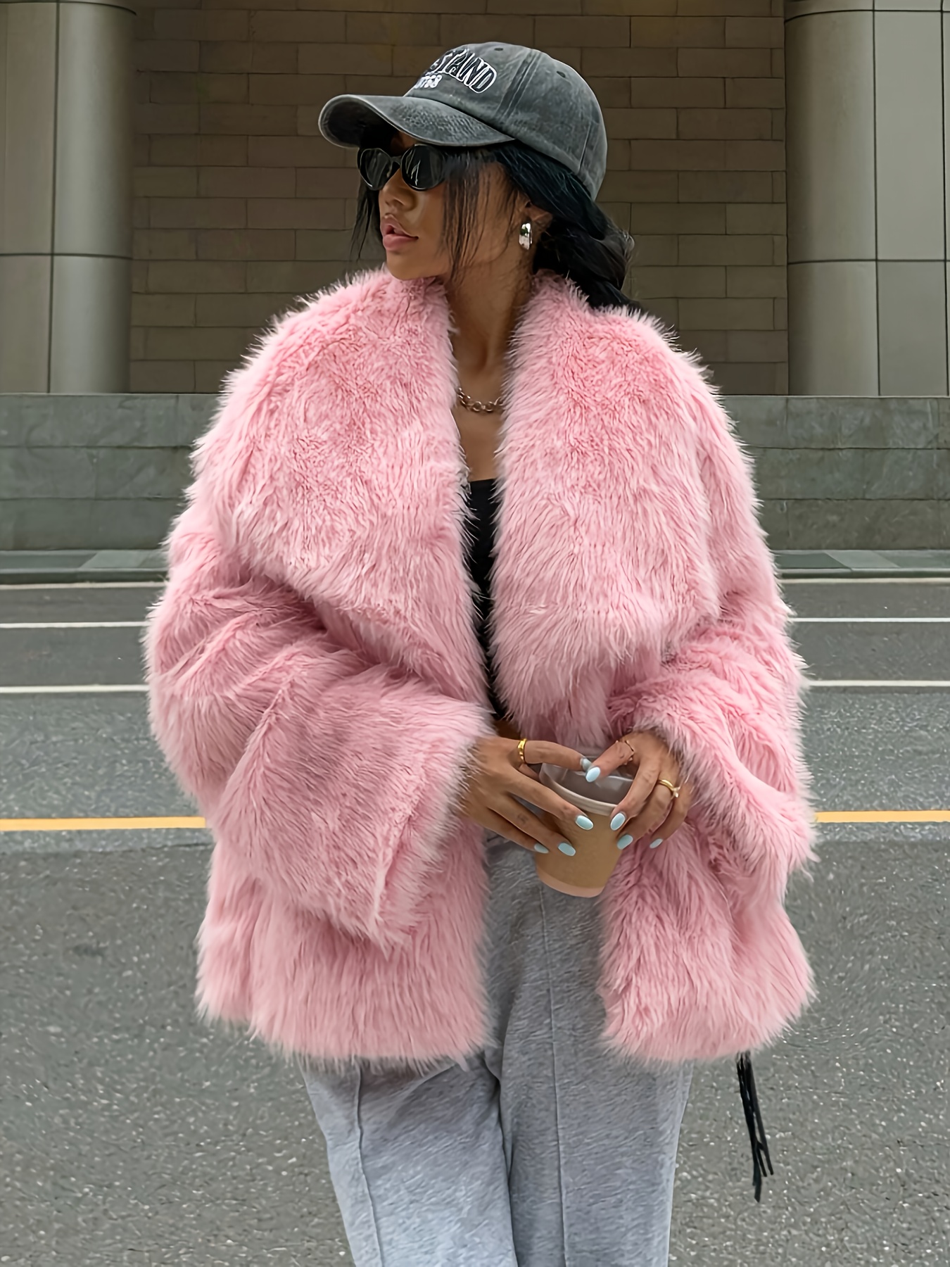 outerwear pink winter coat with fur hood