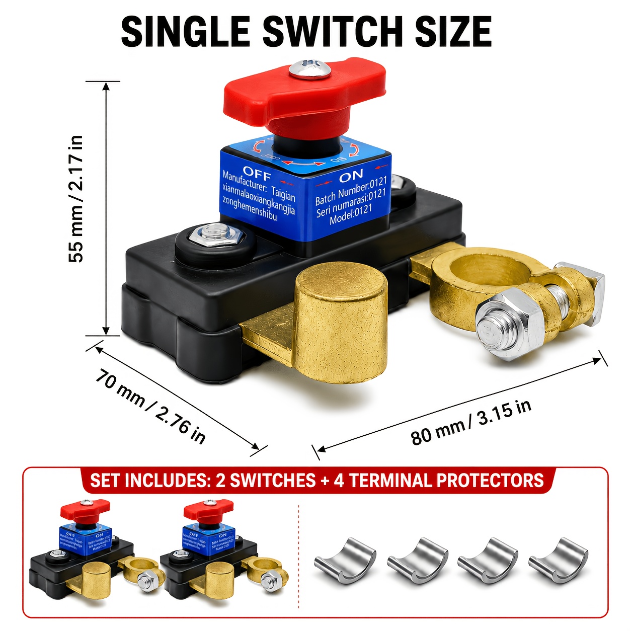 2pcs Battery Negative Terminal Disconnect Switch Set