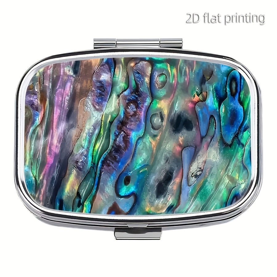 Image of 1pc Quicksand Art Pill Box - 2-compartment Metal Medicine Case, Purses, Pockets - Unique Gift For Women, Personal Medication Organizer | Elegant Accessory, Pill Box For Purse