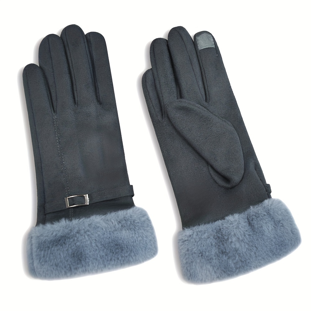 Women's Touchscreen-Compatible Winter Gloves - Warm Suede with Plush Lining, Elastic Fit, Multiple Colors Available details 6