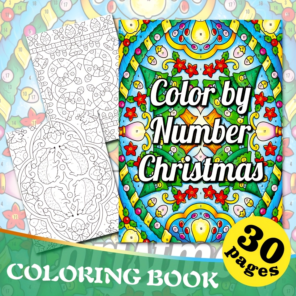 30 pages     cozy retreats christmas coloring book for adults teens 8 3x11 7 inch thickened mixed paper numbered pages unique cover design holiday gift for birthdays easter mothers day fathers day adult coloring books for christmas festive activity book decorative pattern cover detailed  