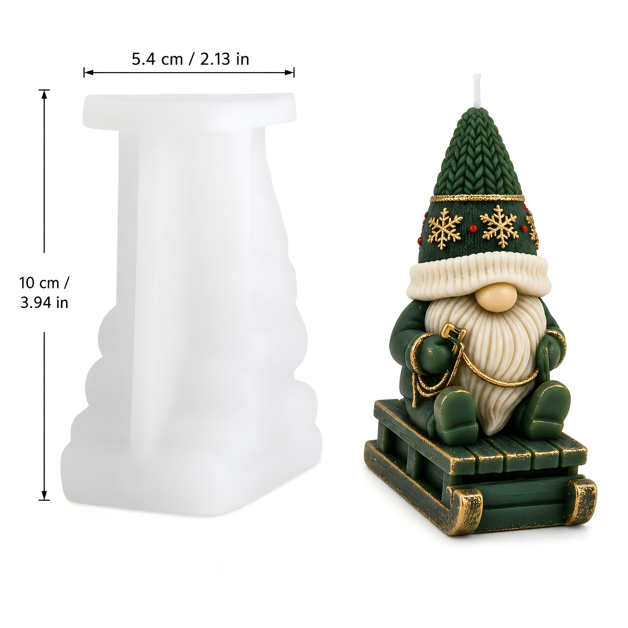 TEMU Resin Silicone Mold,3d Christmas Gnome On Sled Silicone Candle Molds, Winter Figure Mold For Candle Making, Resin Casting, Plaster, Gypsum And