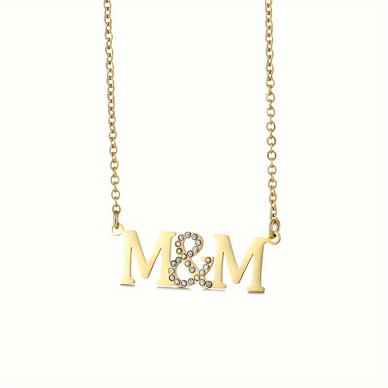 Personalized Initial Stainless Steel Necklace with Zirconia Logo