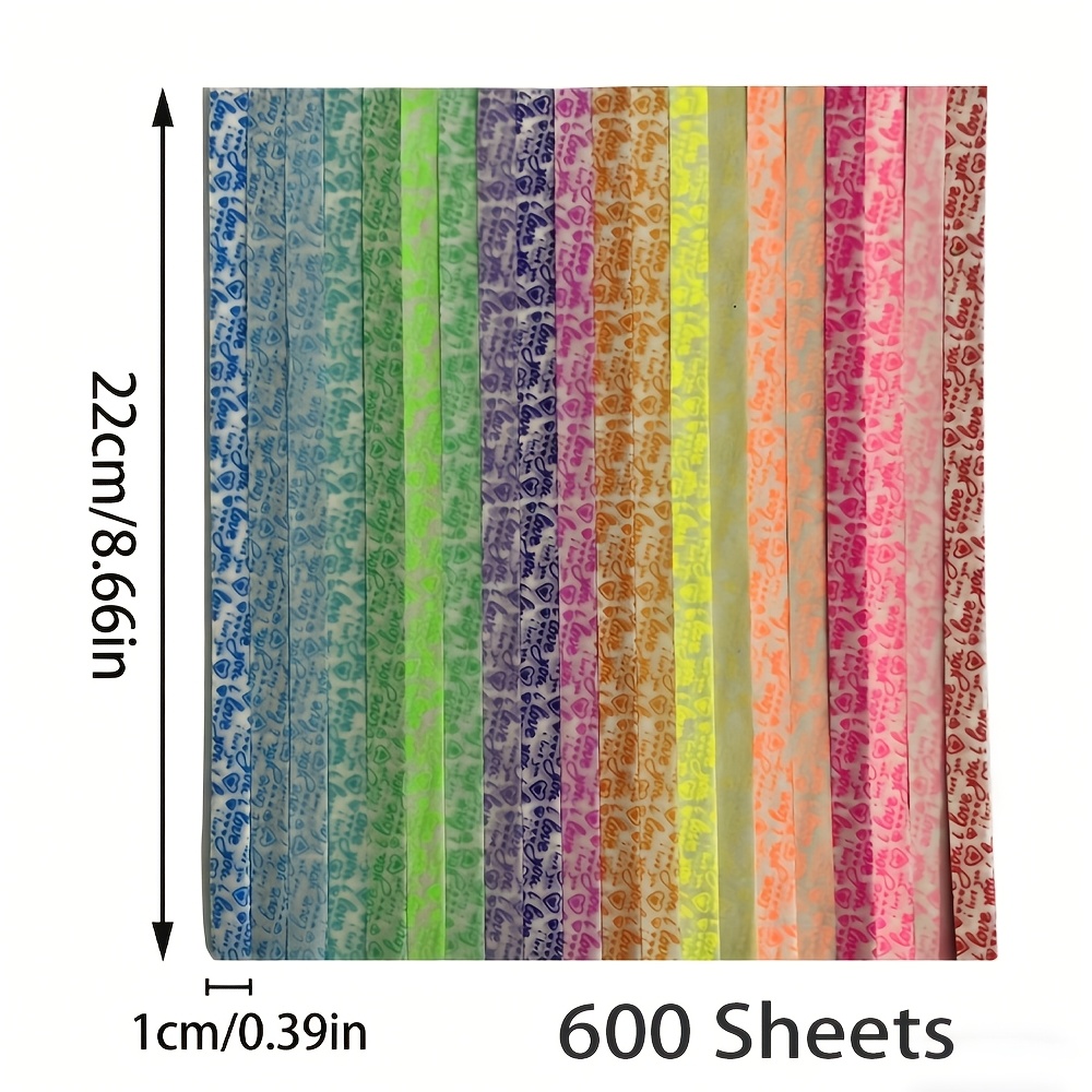 TEMU 600 Feuilles de Papier Pliant Étoilé Fluorescent pour Bricolage, Brille sous UV, Bandes d'Étoiles Lumineuses Semi-Transparentes pour Décorations