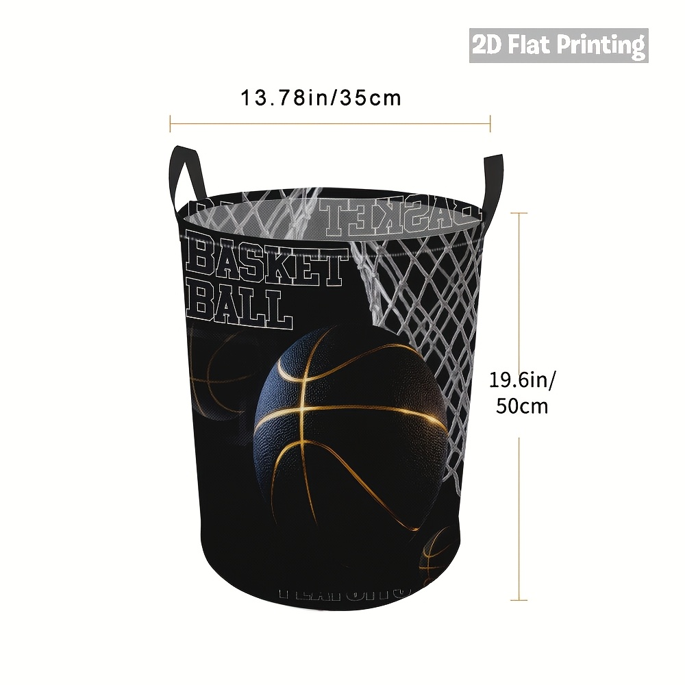 TEMU A Single Basketball Player With A Black And In A Net, Designed For Season, Serves As A Laundry Basket For Dirty Clothes. It's A Foldable Storage
