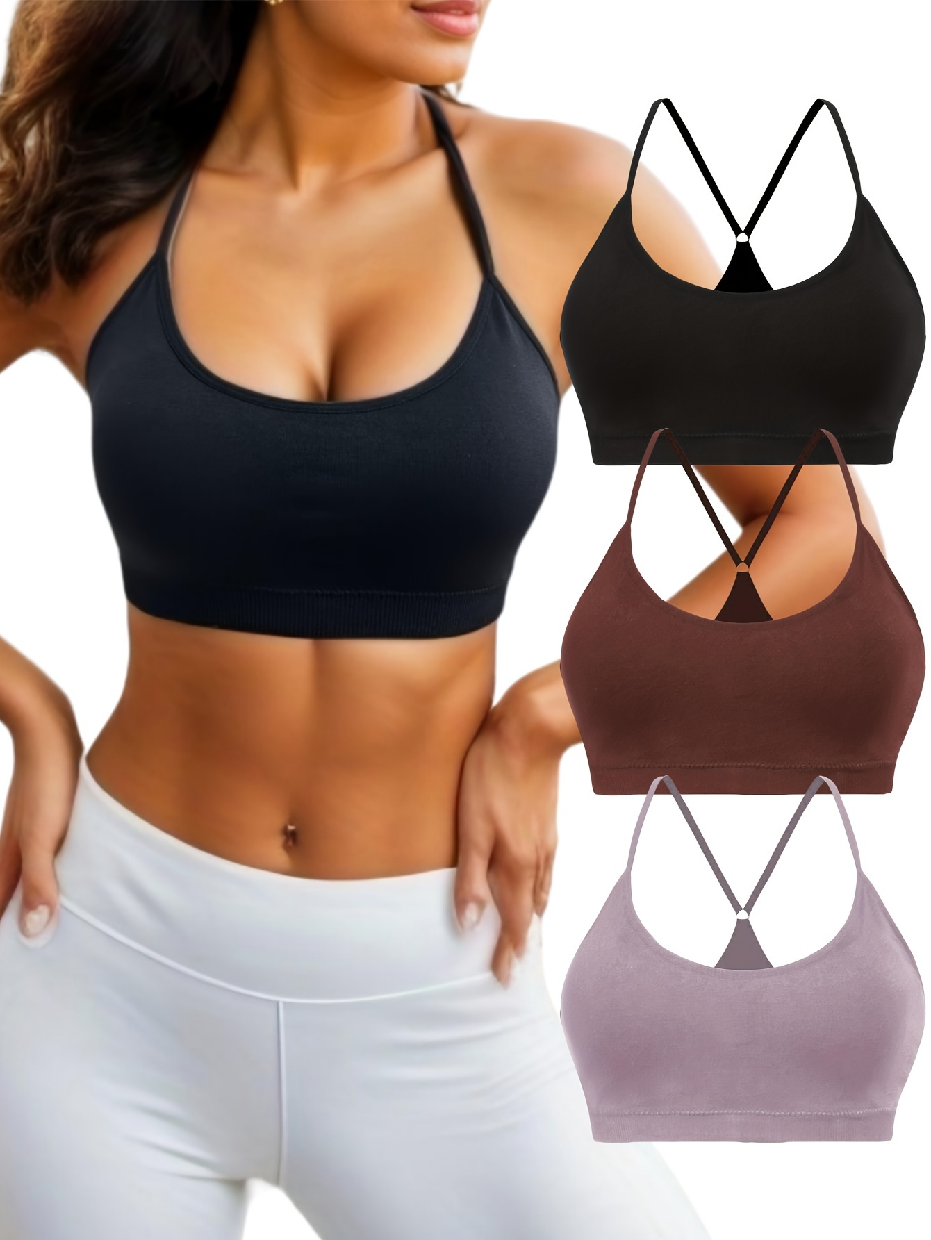 Sin Costuras Yoga Conjunto De Mujeres Ropa De Fitness Deportiva Mujer  Gimnasio Leggings Acolchado Push-up Strappy Sujetador Deportivo 2 Piezas