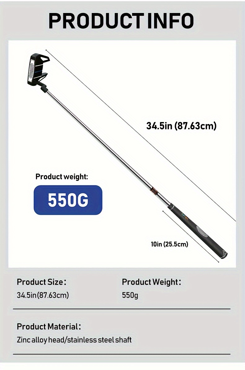 右利き用パターラインアライメントツールゴムグリップスチールシャフト