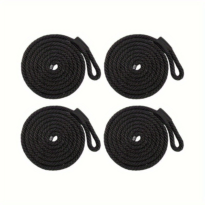 Image of 4pcs Boat Bumper Line Double Braided Nylon Fender Rope 6ft Boat Fender Lines Inflatable Boat Buoys Strong And Durable Twisted Rope(black)