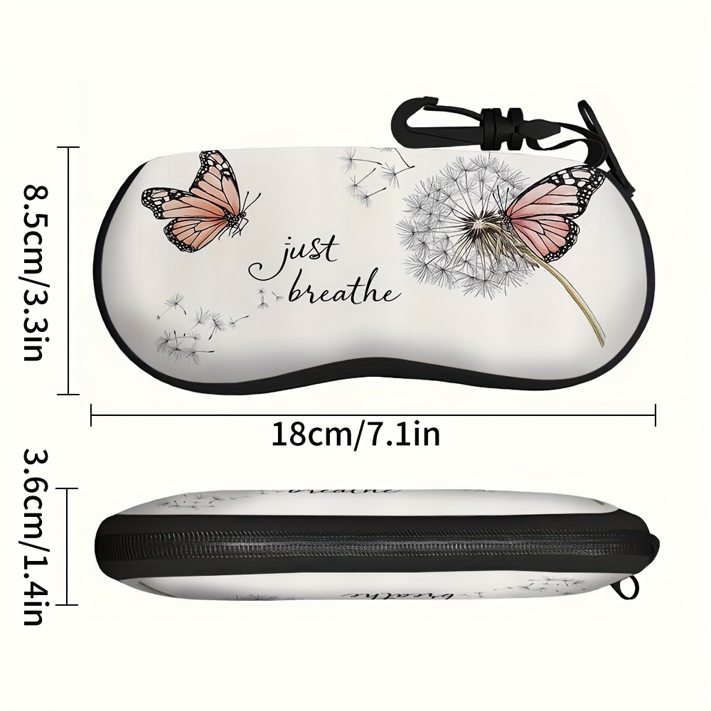 TEMU 1pc, Vibrant Glasses Case Dandelions And Butterflies, Polyester, For Fashion Glasses Protection Storage Box,, Office, Couple Glasses Case