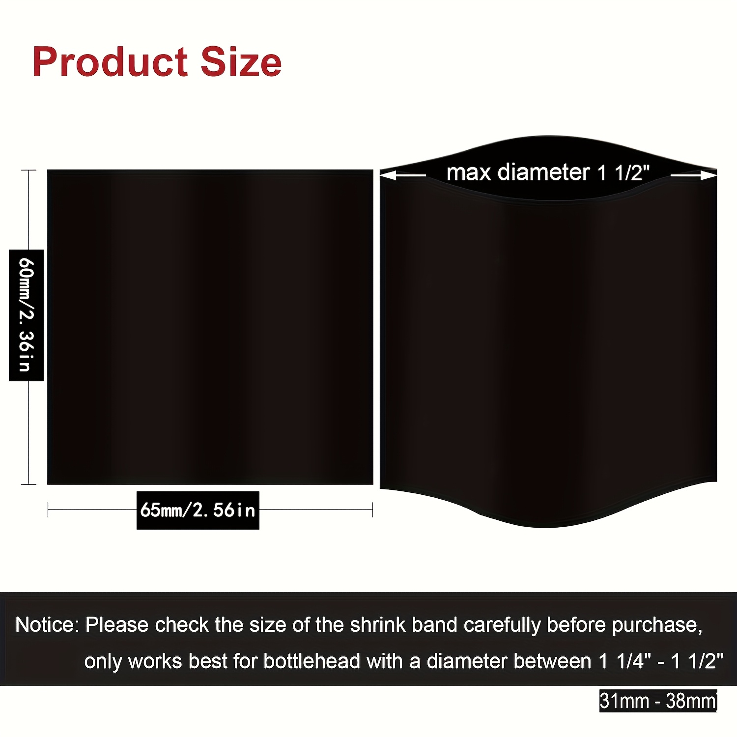 TEMU 200pcs Heat Shrink Films, Suitable For Bottle Mouth Seal And Packaging, Fits Diameters 1 1/4 Inch - 1 1/2 Inch, Bottle Sealing Wrap, Bottles Cap
