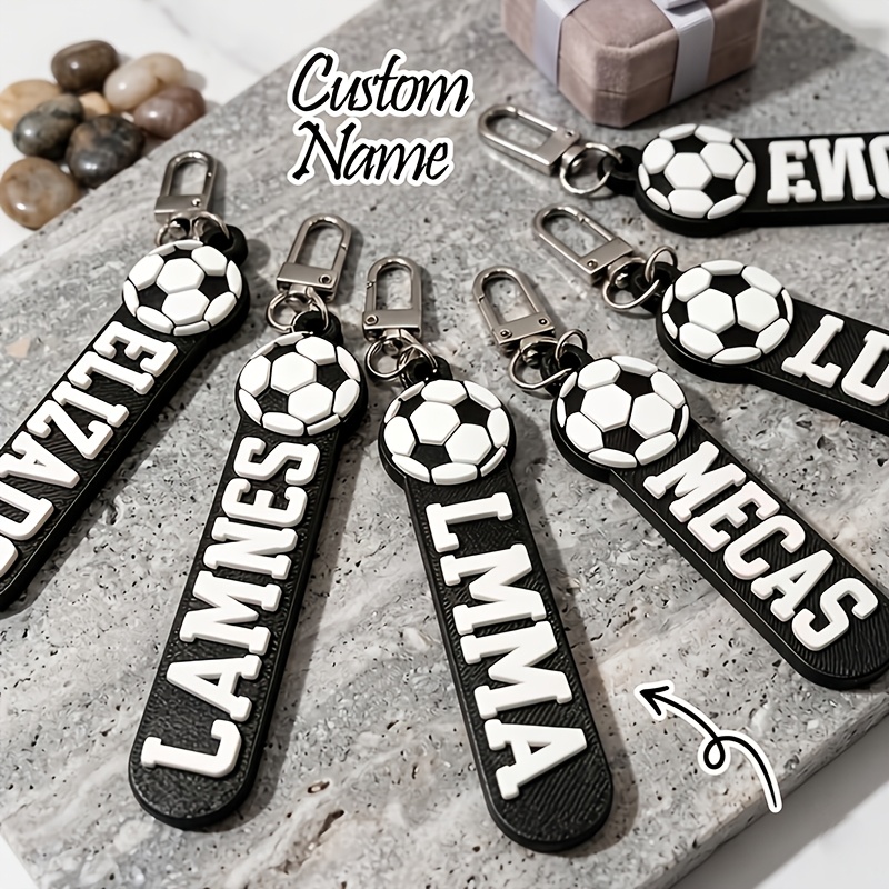 Customized Soccer Keychain, Personalized Name & Number Tag