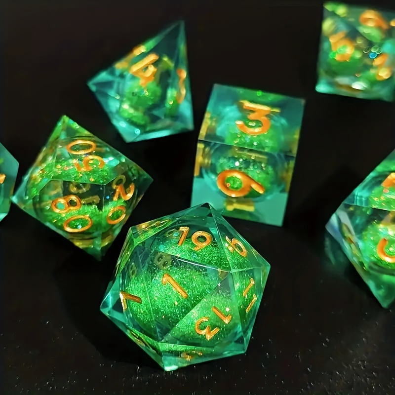 7 Sets Of Liquid Core Dnd Dice, Quicksand Handmade Resin Dice Suitable ...