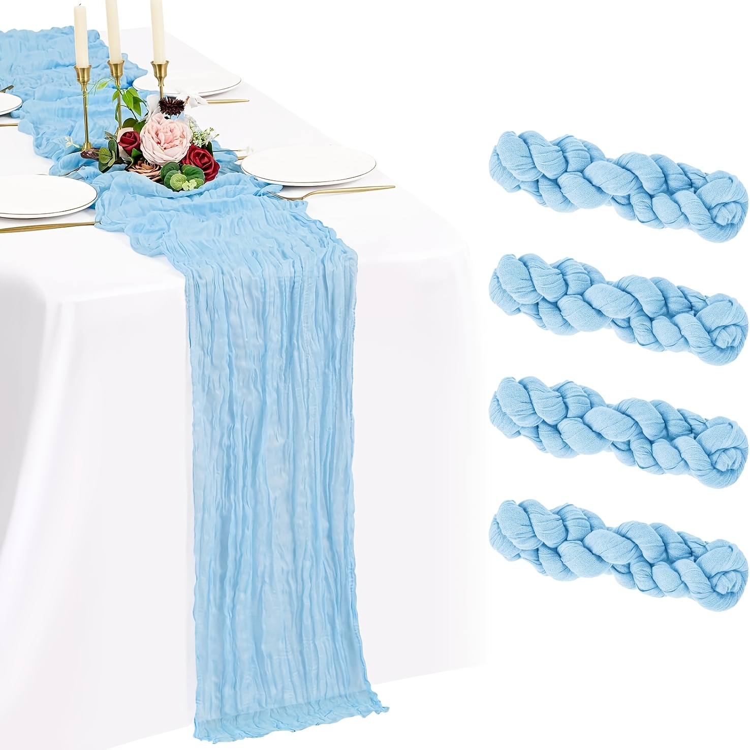 TEMU 4pcs Bohemian Wedding Table Decoration Table Runner Wedding Birthday Baby Shower Party Bohemian Table Decoration Tablecloth