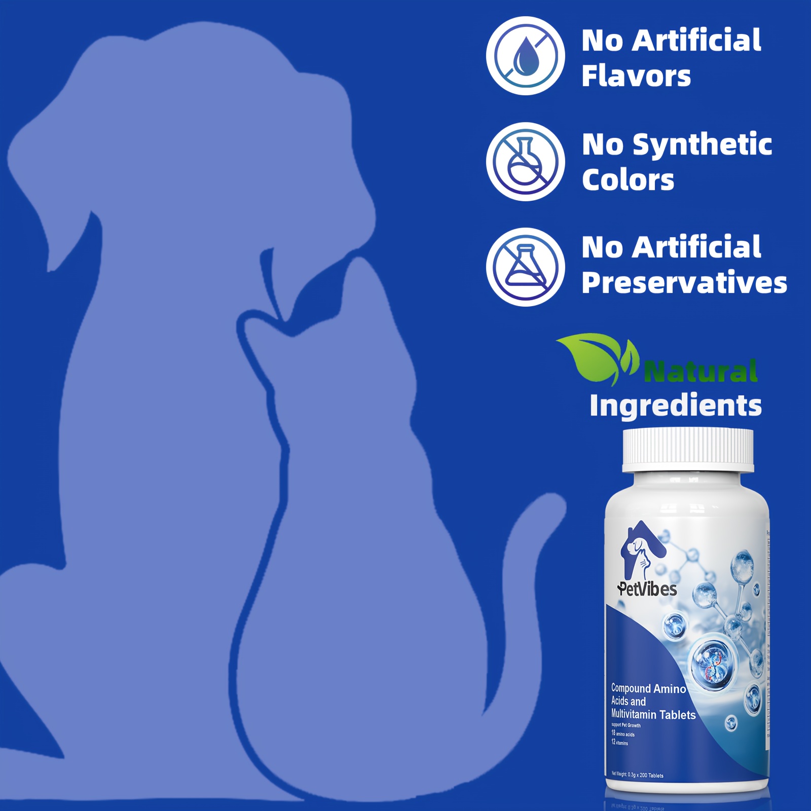TEMU Petvibes Senior Advanced Amino & Multivitamin, Boost , Joints & Coat Health! 5in 1 Power For Aging Pets!