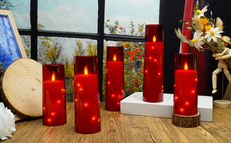  5 led flameless candles d2 3 5 battery powered candles flickering led cylindrical candles with embedded star string acrylic led cylindrical candles with remote control and timer suitable for home decoration valentines day gifts wedding decoration a romantic atmosphere for valentines day details 3